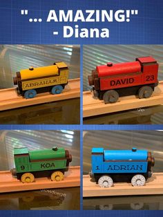 Hand crafted toy trains Toy Trains For Kids, Wood Train, Toy Trains, Kids Training, Train Birthday, Train Sets, Toy Train, Toy Craft, Wood Toys