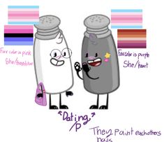 an image of two cartoon salt and pepper shakers with the caption saying dating