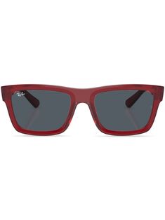 dark red acetate grey tinted lenses square frame logo plaque at the arm straight arms curved tips These glasses come with a protective case. Army Air Corps, Frame Logo, Ray Ban Glasses, Ray Ban Aviators, Famous Models, American Brand, Square Frame, Sunglasses Vintage, Vintage Frames