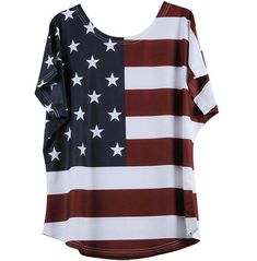 Get ready to make a statement with this stylish women's loose fit o neck american flag t-shirt. made of a comfortable polyester/cotton blend, this t-shirt is perfect for street and urban fashion. get yours today! Outfits 2017, American Patriot, Star Pattern, Loose Blouse, Plus Size Womens Clothing, Striped Tee, Plus Size T Shirts, Plus Size Tops, American Flag