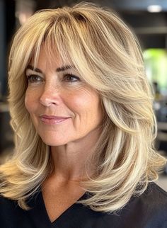 Bangs To Frame Face, Haircuts For Women Over 60 Medium Length Fine Hair, Cute Haircuts For Medium Length Hair, Layers In Hair Medium, Long Hair Styles Over 50, Hairstyles For Long Length Hair With Layers, Blonde Hair For 50 Year Old Women, Mid Length Hair Cut With Layers And Curtain Bangs, Layered Hair Front View