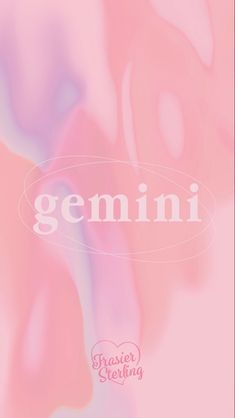 a pink and blue background with the word gemini on it