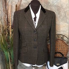 Please See All Details And Measurements In The Comments Section Below Questions? Leave A Comment Below! Equestrian Chic, Ralph Lauren Green, Lauren Green, Colored Blazer, Blazer Coat, Jacket Coat, Black Green, Blazer Suit, Equestrian