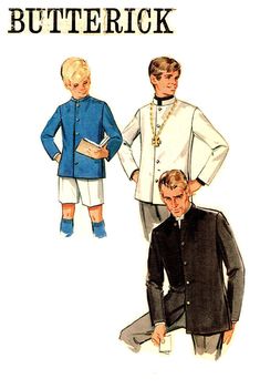 two children's clothing patterns, one in blue and the other in black with white shorts