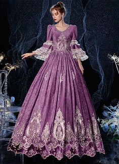 Purple Rococo Southern Belle Queen Maire Antoinette Dress Medieval Theatre Reenactment Costume   Condition: Brand New  Color: amp;nbsp; As Picture  Material: Satins And Lace  Silhouette: Ball Gown  Sleeve Length: Full Sleeve  Dresses Length:Floor-Length  Neckline: Square-Collar  Decoration: Lace  Style: Vintage   Includes: Dress    amp;nbsp; Medieval Theatre, Masquerade Party Dresses, Theatre Dress, Victorian Ball, Era Victoria, Southern Belle Dress, Dress Medieval, Full Sleeves Dress, Antoinette Dress