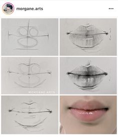 the steps in how to draw lips with different angles and shapes for each lip shape