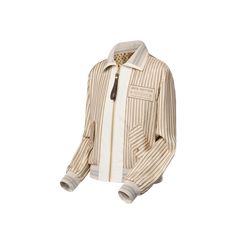 LOUIS VUITTON® - Reversible Neverfull Stripes Bomber Jacket - Beige Slouchy Bag, Jacket Beige, Latest Bags, Sophie Turner, Leather Denim, Monogram Bag, Silver Jewelry Fashion, Coats And Jackets, Chic Vintage