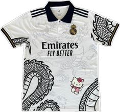 Custom Hello Kitty, Real Madrid Jersey, Madrid Jersey, Jersey Tshirt, Hello Kitty Collection, Limited Stock, Favorite Team, Real Madrid, Black Tshirt