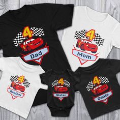 Custom Family Cars Birthday Shirt Mickey Mouse Birthday Shirt, Paw Patrol Birthday Shirt, Blaze Birthday, Family Cars, Tiger Birthday, Matching Tshirts, Shopkins Birthday