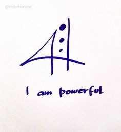 i am powerful written in blue ink on white paper