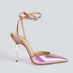 Handmade in Italy. The most feminine and elegant heel with a touch of baby pink to make you feel your best. Hyper Feminine, Jeweled Heels, Bridal Flats, Flower Sandals, Elegant Heels, Strap Pumps, Fuchsia Color