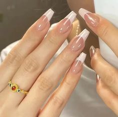 Color: MT1465JP2592 Pink French Manicure, French Manicure Designs, Nagel Tips, Nail Type, Fake Nails With Glue, Y2k Nails, Color Nails, Nail Forms, Nail Length