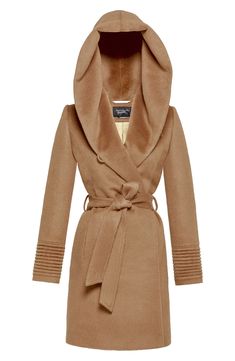 A draping hood doubles as a funnel neck on this sumptuous coat made from a soft alpaca and wool blend. 70% alpaca, 30% wool Dry clean Imported Hooded Wrap Coat, Wool Wrap Coat, Wool Wrap, Wrap Coat, Camel Coat, Kids Outerwear, Mens Fall, Baby Alpaca, Hooded Coat