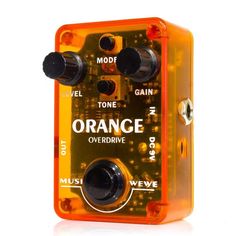 the orange overdrive is an electronic device with buttons and knobs on each side