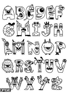 Halloween alphabet with funny monster characters,Monster Cartoon font Letras Cool, Halloween Alphabet, Cartoon Font, Graffiti Lettering Fonts, Alfabet Letters, Alphabet A, Hand Lettering Fonts