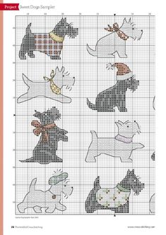 a cross stitch pattern with dogs on it