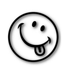 a black and white smiley face on a white background