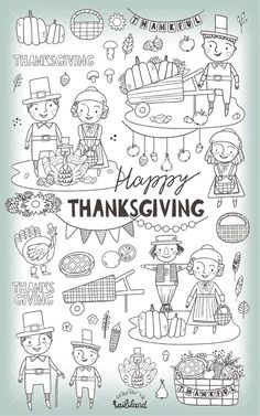 a thanksgiving coloring page with the words happy thanksgiving