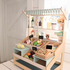 a display case filled with lots of different types of food in it's trays