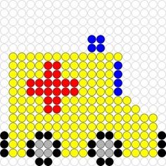 an image of a truck made out of circles on a white background with blue, yellow and red dots