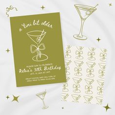 Tini Bit Older Party Decor, Espresso Tini Bit Older Party, A Tiny Bit Older Party Theme, Tiny Bit Older Party, Tini Bit Older Invites, A Tiny Bit Older Party, Tini Bit Older Espresso Martini Party, Cocktail Birthday Party Invitation, Martini Party