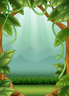 an image of a jungle scene with green plants