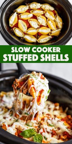 Slow Cooker Stuffed Shells Recipe Slow Cooker Stuffed Shells, Stuffed Shells With Meat, Slow Cooker Pasta, Slow Cooker Dinner