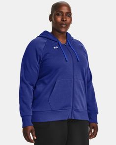 Women's UA Rival Fleece Full-Zip Hoodie | Under Armour Open Hands, Heather White, Hem Style, Good Brands, Full Zip Hoodie, Long Sleeve Hoodie, Stay Warm, Zip Hoodie, Under Armour