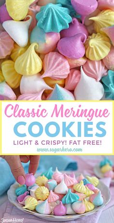 Simple Pretty Desserts, Flavored Meringue Cookies, Merengue Cookies, Meringue Recipes, Fat Free Desserts, Cookies Light