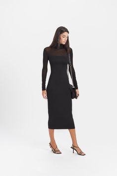 #Black Classy Midi Dress, Classy Midi Dresses, Marina Dress, Turtleneck Midi Dress, Extra Long Sleeves, Long Sleeve Turtleneck, Strapless Bra, Classy Dress, Black Midi Dress