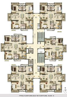 the floor plan for an apartment building with multiple rooms and two bathrooms, including one bedroom