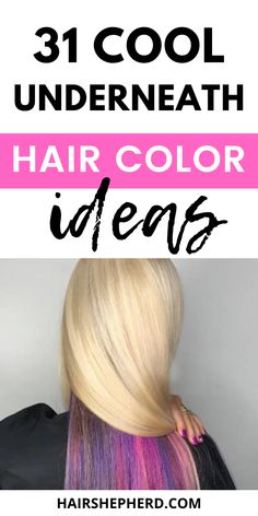 Hair Dye For Kids, Pink Peekaboo Hair, Under Hair Color, Under Hair Dye, Hair Dyed Underneath, Pins For Hair, Hidden Hair Color, Short Long Hair, Peekaboo Hair Colors