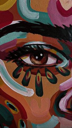 an abstract painting of a woman's face and eyes