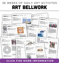 an image of art work worksheets with the text, click for more information