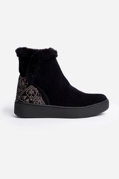 Crafted from 100% luxurious suede, the Gradie Embroidered Slip On Booties blend cozy comfort and trendy style. Featuring an ankle height shaft and a rounded toe, these suede boots are finished with intricate floral embroidered detailing. Pair with skinny jeans and a comfy pullover for a look perfect for cooler weather. Johnny Was Women's Gradi Embroidered Slip On Bootie in Black, Size 7, Suede, Floral Women's Blouses, Chic Outfit, Embroidered Jeans, Cooler Weather, Trendy Style, Johnny Was, Comforters Cozy, Suede Boots, Boot Shoes Women