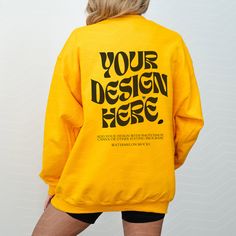 Oversized Yellow Crew Neck Sweatshirt, Oversized Yellow Sweatshirt With Letter Print, Streetwear Branding Crew Neck Sweatshirt, Streetwear Crew Neck Sweatshirt With Branding, Branded Crew Neck Sweatshirt For Streetwear, Long Sleeve College T-shirt With Branding, Long Sleeve Branded T-shirt For College, Sporty Yellow Crew Neck Sweater, Oversized Long Sleeve Sweatshirt For Sports Events