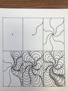 a piece of paper that has been drawn with lines and shapes in the same pattern