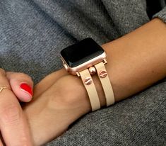 Apple Watch Bracelet  Rose Gold Apple Watch Band  38mm 40mm 42mm 44mm Ultra Fiber Leather iWatch Band Jewelry Cuff Women Wristband Apple Watch Bracelet, Handmade Watch Bands, Apple Watch Leather Strap, Bracelet Apple Watch