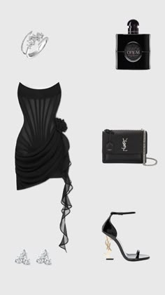 Ysl Heels Black, 90s Model Style, Heels Outfits Dress, Beach Dress Outfit, Ysl Outfit, Perfume Ysl, Ysl Dress, Black Little Dress, Ysl Heels