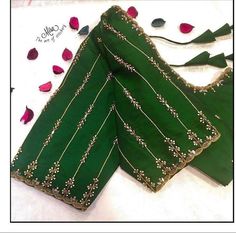 Green Blouse Handwork Designs, Simple Maggam Work Blouse Designs, Simple Maggam Work Blouse, Simple Maggam Work, Maggam Blouses, Work Blouse Designs