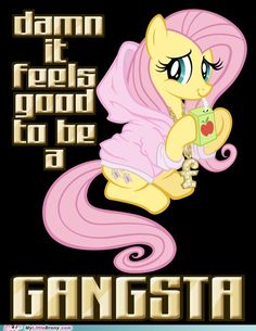 the pinkie pony is sitting on top of a black background with words that read, damn