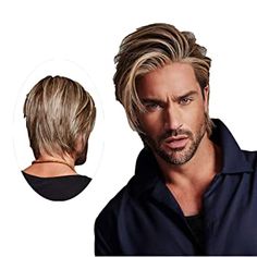 Amazon.com : Swiking Men Wig Short Blonde Brown Layered Natural Synthetic Hair Full Wigs for Male Guy Daily Party Wear : Beauty Closure Wig Styles, Mullet Wigs, Wig Styles For Black Women, Short Male, Wigs For Men, Unusual People, Petite Blonde, Mullet Wig, Men's Hair Styles