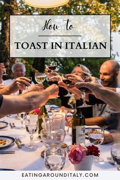 side view of table outdoors with people coming together with their glasses in the middle over some candles with text box overlay Theme Dinners, Italian Christmas Traditions, Italy Tips, Birthday Toast, Italy Trip Planning, Italian Dinner Party, Lidia Bastianich