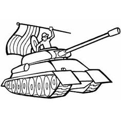 a drawing of a tank with a man on top and an american flag flying over it