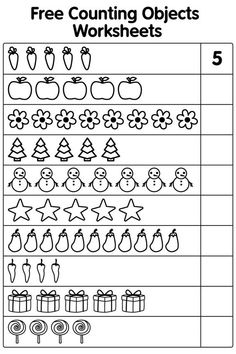 the worksheet for counting numbers 5 and 6 with pictures of christmas items on it