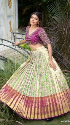 Convert Saree To Dress, Kanchi Pattu Lehenga Half Saree, Long Frocks For Women, Lehenga Choli Wedding, Long Gown Design