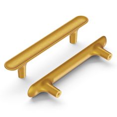 two gold handles on white background