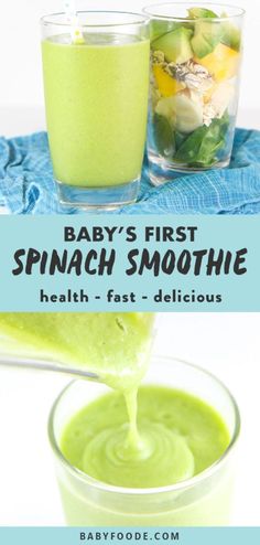 Spinach Avocado Smoothie, Smoothie For Breakfast, Baby Recipe, Kids Foods, Banana Apple Smoothie, Spinach Avocado, Toddler Foods