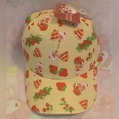 Strawberry Shortcake Strap Back Hat Woman’s (New) This Is A Super Cutepale Yellow Hat With Vibrant Red And Pink Images Of Strawberry Shortcake, Super Cute And Perfect For Anyone Who Loves Nostalgic 80’s Merch, A Throwback From One Of The 80s Favorites Of All Girls! A Great Gift Idea And If You Want A Matching Bag And T Shirt To Go With It, Check Out My Shop! (New With Tags) Jack Hat, Blue Bucket Hat, Denim Baseball Cap, Pink Images, Yellow Hat, Cocktail Hat, Hat Band, Baby Star, Wool Hat