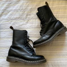 1490 (10 Eye) Leather Lace Up Boots. Purchased, But Too Small For My Feet. Only Worn Two Times With Thick Socks. Minor Creasing On Toes (See Photos). Size 7 True To Size Shoes Dr Martens, Martens Boots, Dr Martens Black, Dr Martens Boots, Leather Lace Up Boots, Thick Socks, Dr Martens Shoes, Martens Shoes, Moto Boots